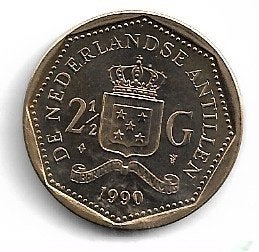Nederlandse Antillen 2.5 Gulden 1990, Postzegels en Munten, Munten | Nederland, Ophalen of Verzenden, Koningin Beatrix, 1 gulden
