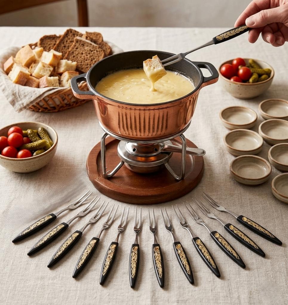 vintage 12 zwart/goudkleur canapé cocktail/ vorkjes, Ophalen of Verzenden, Huis en Inrichting