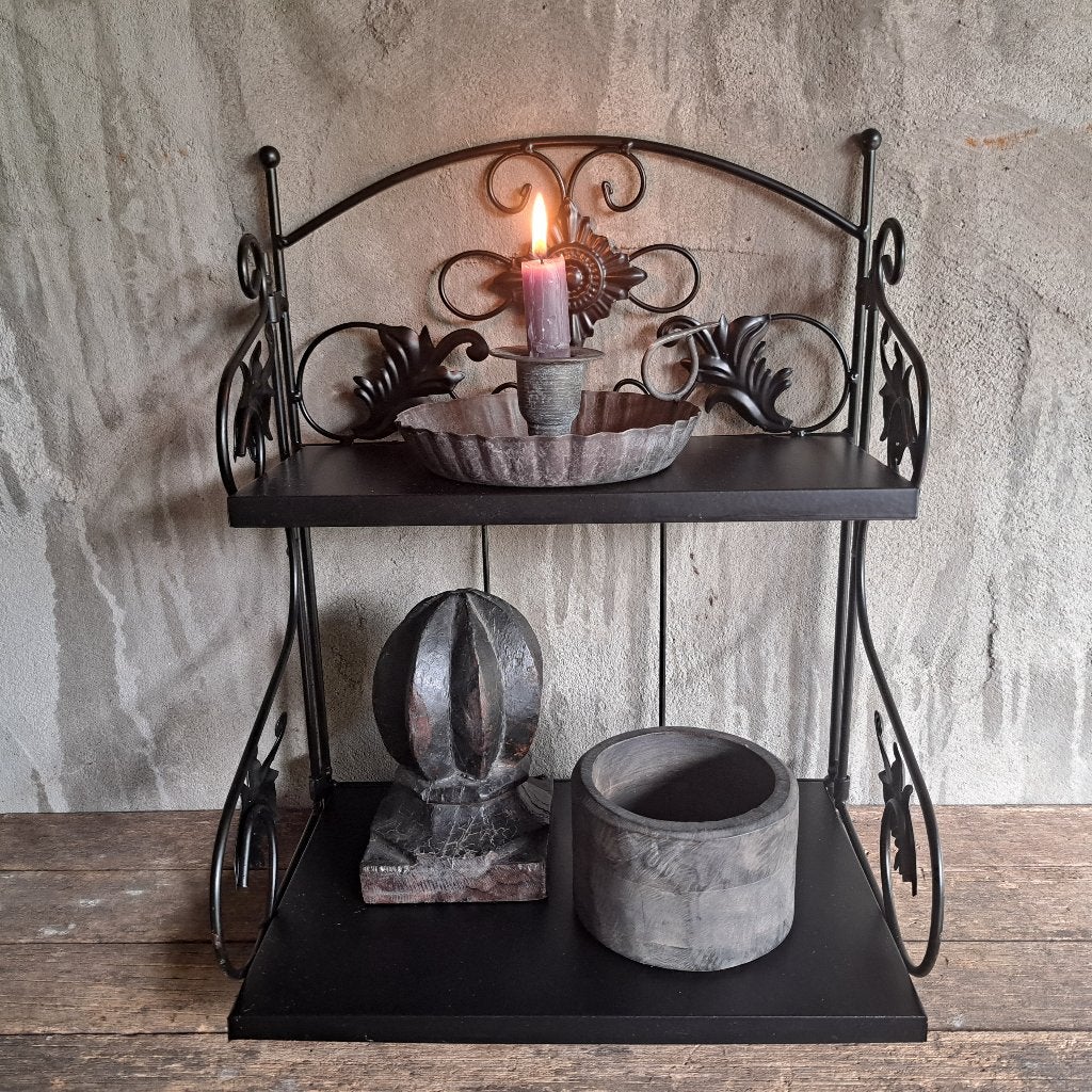 Landelijk sierlijk metalen rekje kastje 2 etages *Etage3*, ., Ophalen of Verzenden, Zo goed als nieuw, .