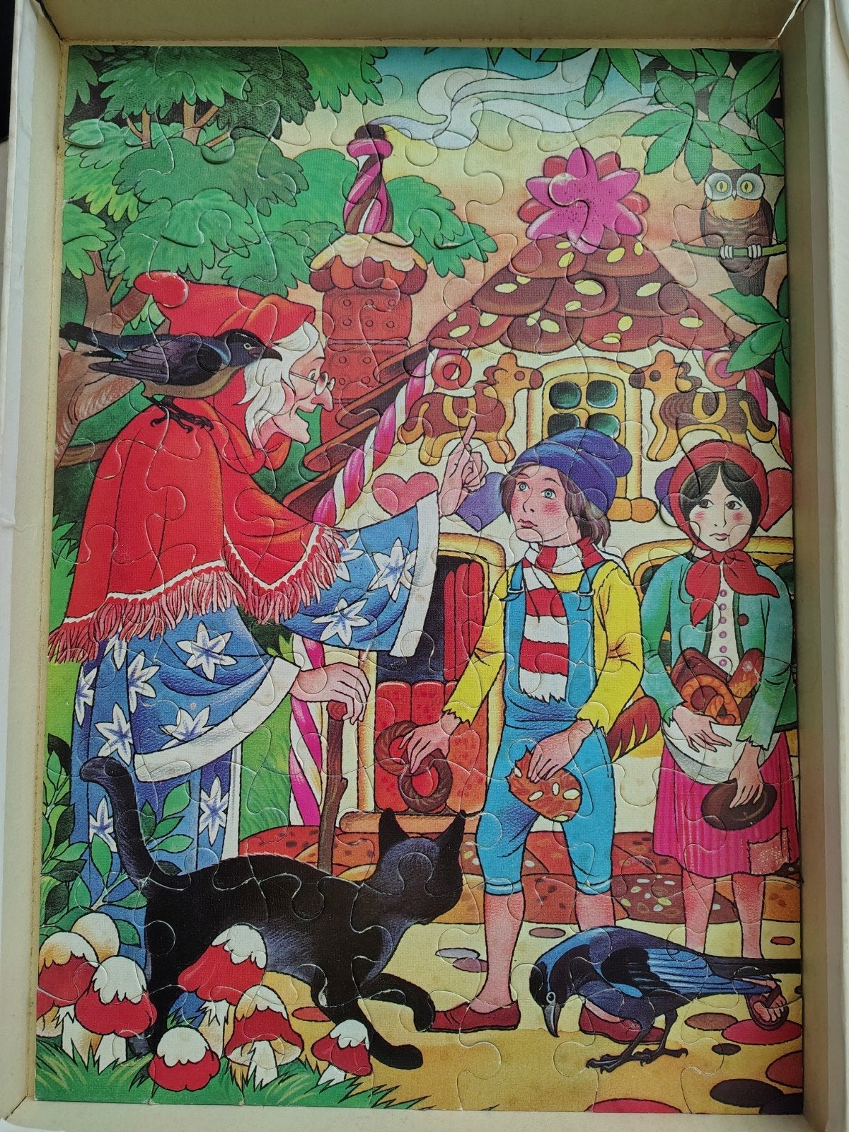 Vintage Jumbo puzzel Hans en Grietje, Ophalen of Verzenden, Meer dan 50 stukjes