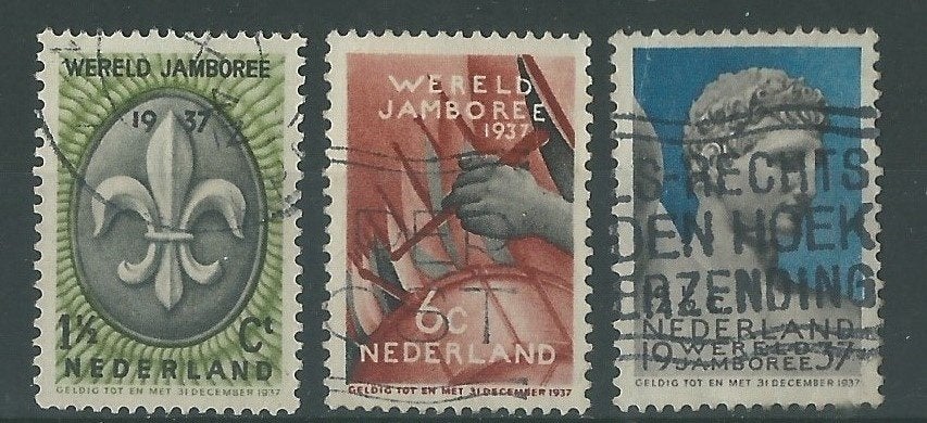 NEDERLAND 1937 Padvinderij, Michel: 301-03, Gestempeld., Verzenden, T/m 1940, Gestempeld