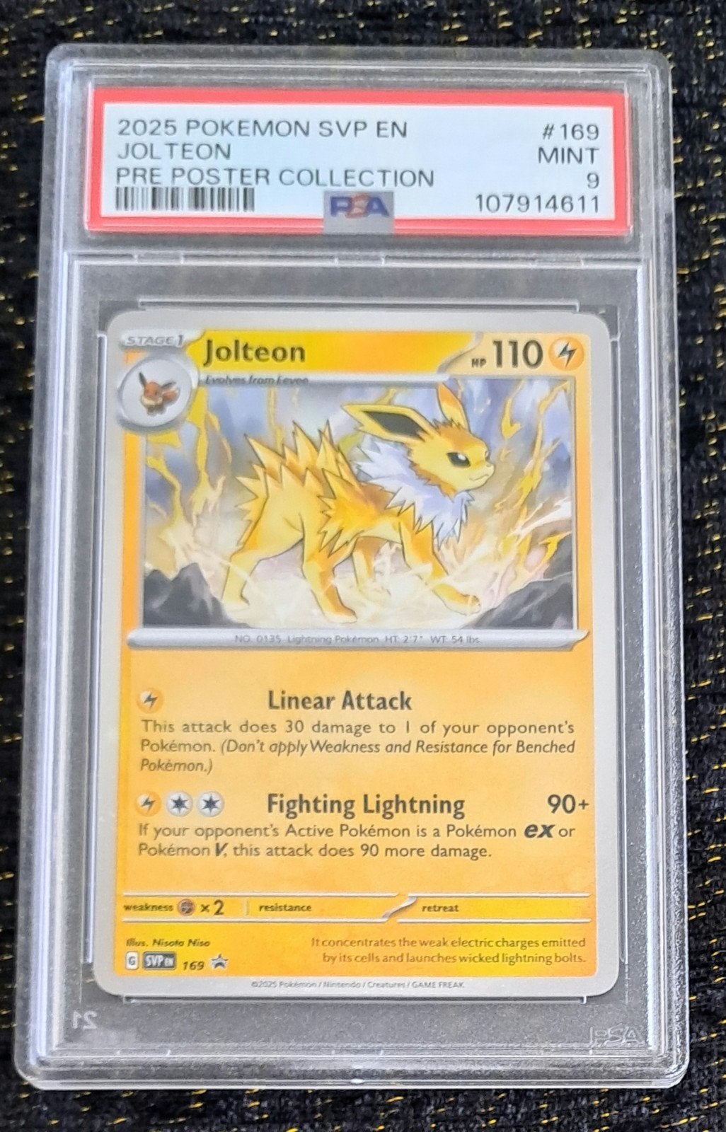 Jolteon #169 PSA 9 MINT - Pre Poster Collection, Ophalen of Verzenden, Zo goed als nieuw, Losse kaart