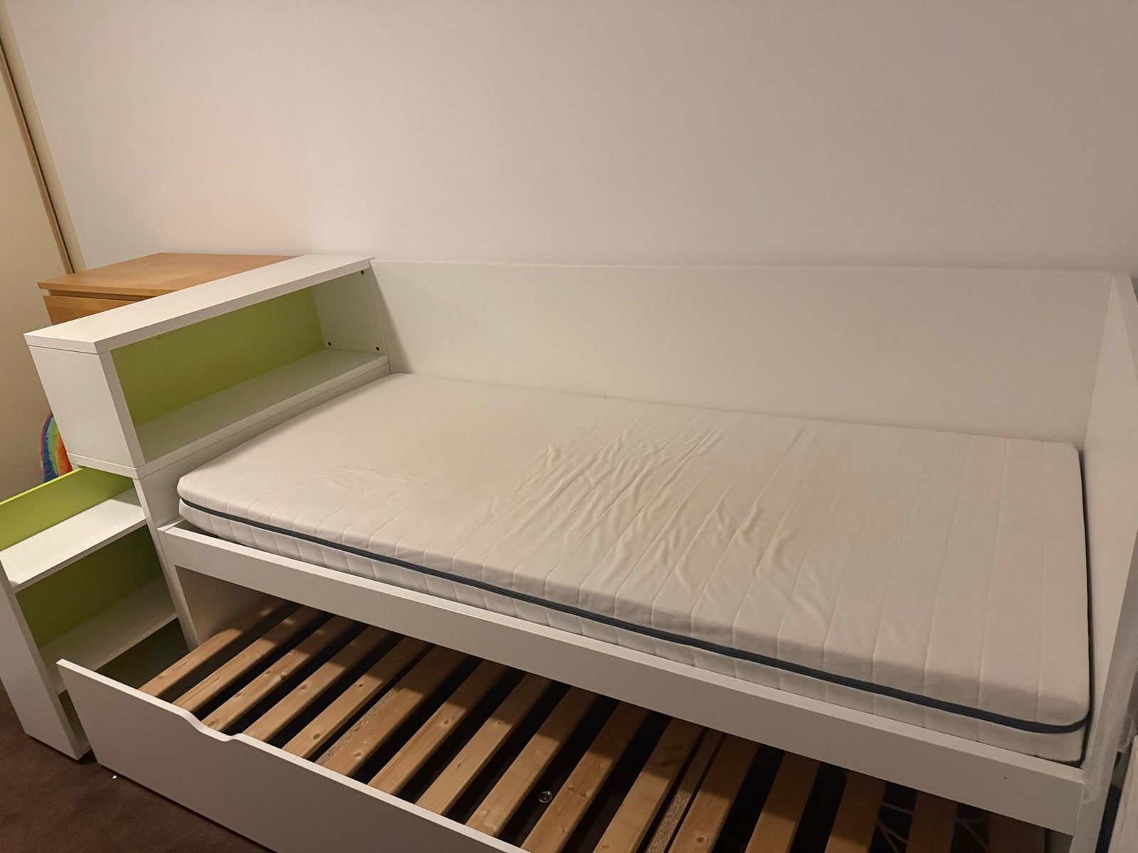 Ikea Flexa bed met uitschuifbaar bed en opbergruimte, Ophalen, Gebruikt, 90 cm, Eenpersoons