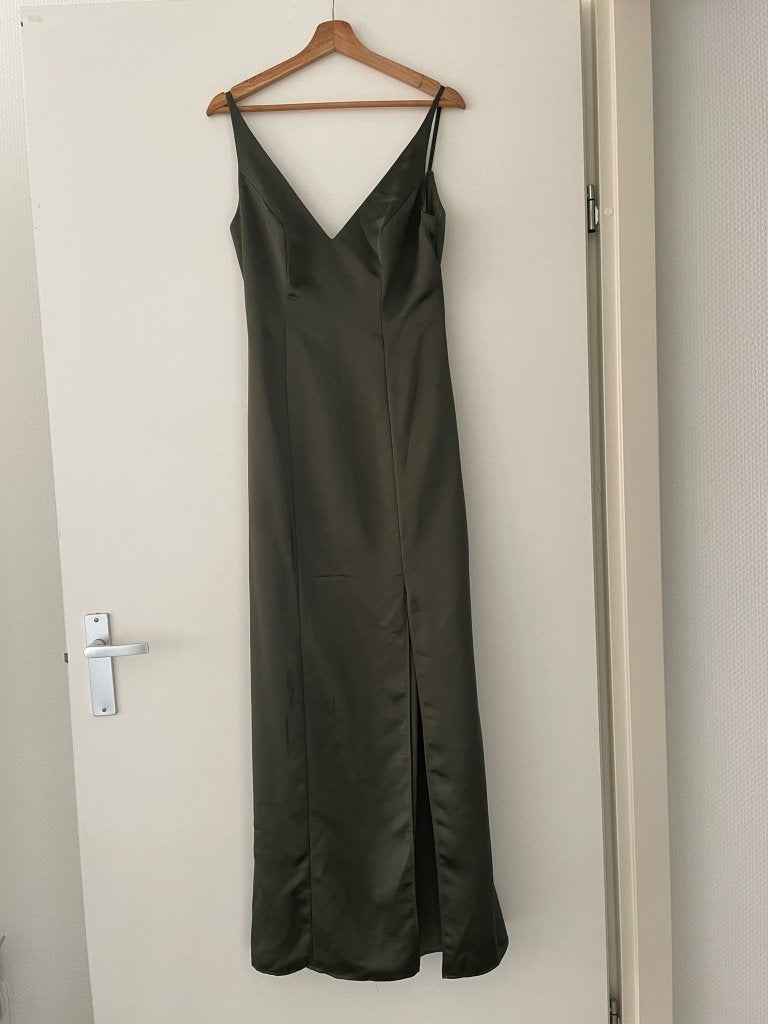 Olijfgroene Dessy jurk - After six - Style 6856 - Maat 34, Galajurk, Dessy, Ophalen of Verzenden, Maat 34 (XS) of kleiner