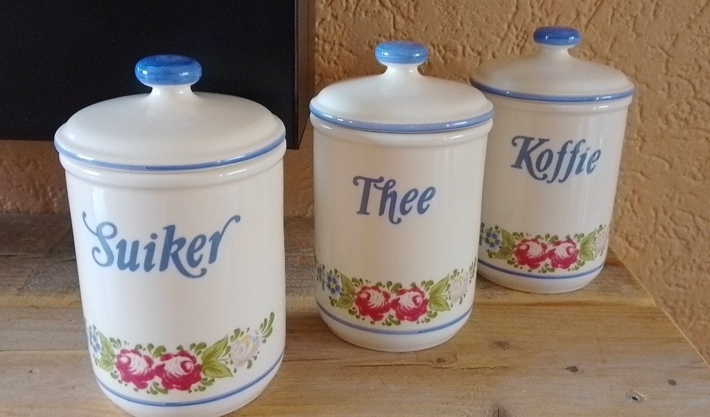 Voorraadpot Zeller Fayencerie Duitsland Koffie Suiker Thee, Ophalen, Zo goed als nieuw