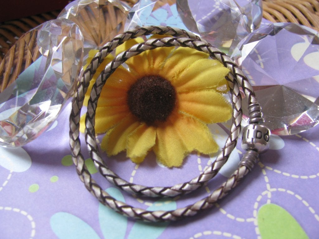 Pandora armband * leder * 34.5 cm = 2 x om de pols *, Ophalen of Verzenden, Gebruikt, Overige kleuren, Leer