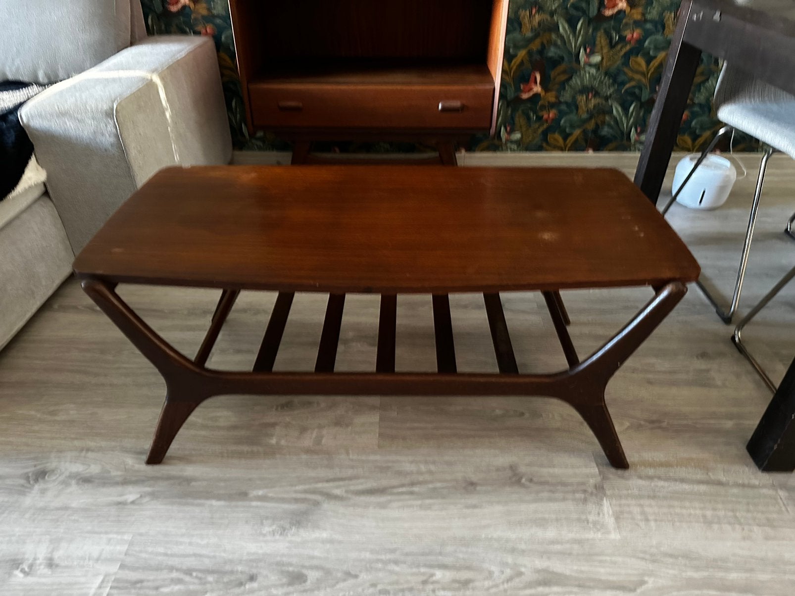Louis van Teeffelen teakhouten salontafel omkeerbaar blad, Ophalen