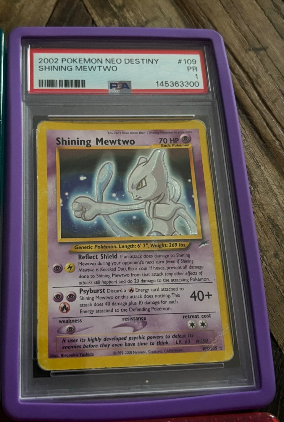 Shining mewtwo psa1, Ophalen, Zo goed als nieuw, Losse kaart, Foil