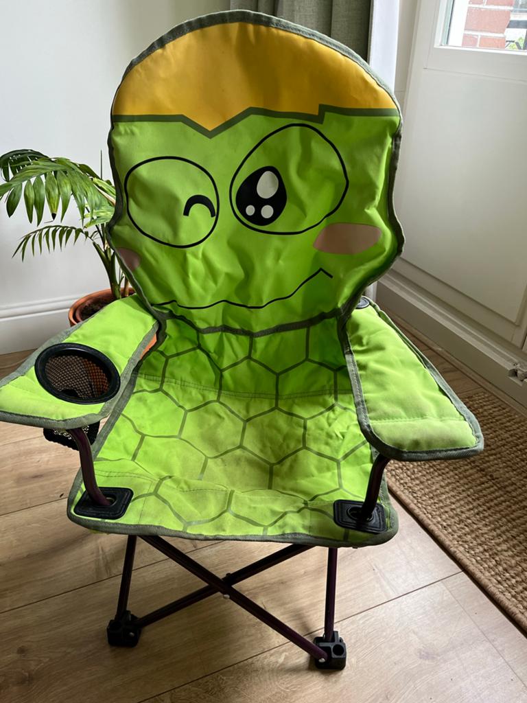 Leuke kinder campingstoel - Groene kikker design, Ophalen of Verzenden, Gebruikt, Campingstoel