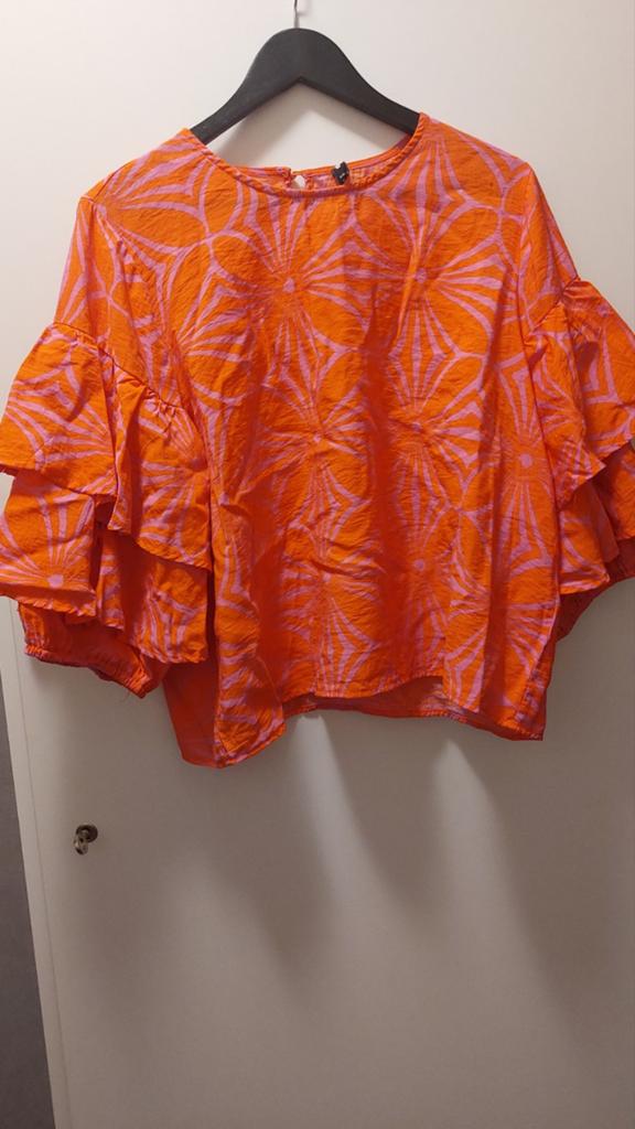 Eksept Top met ruches, oranje/roze, maat XXL, Kleding | Dames, T-shirts, Maat 46/48 (XL) of groter, Oranje, Ophalen of Verzenden