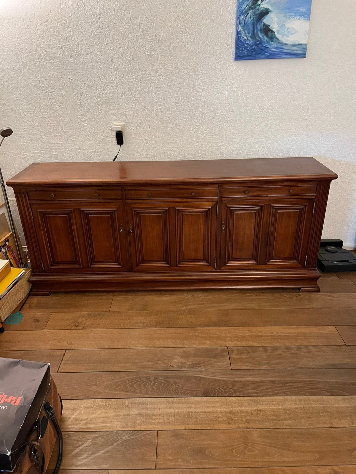 Mahoniehouten dressoir, Ophalen, Met deur(en), Zo goed als nieuw, 200 cm of meer