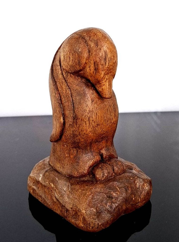 Prachtig Art Deco Houten Beeld Amsterdamse School Pinguïn, Antiek en Kunst, Houtsnijwerk, Minder dan 20 cm, Art deco, Ophalen of Verzenden