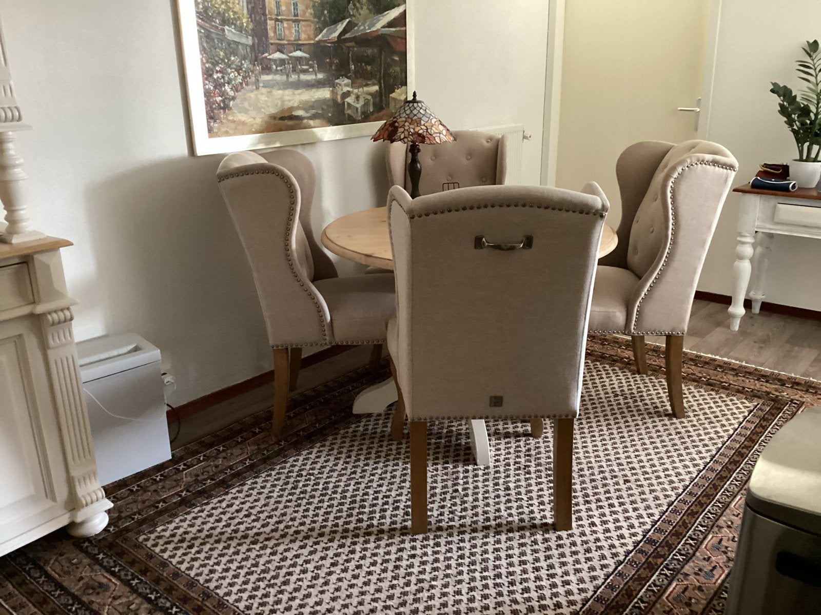 Rivièra Maison Eetkamerstoelen en Ronde Eettafel, Ophalen, Gebruikt, Overige kleuren, Vier