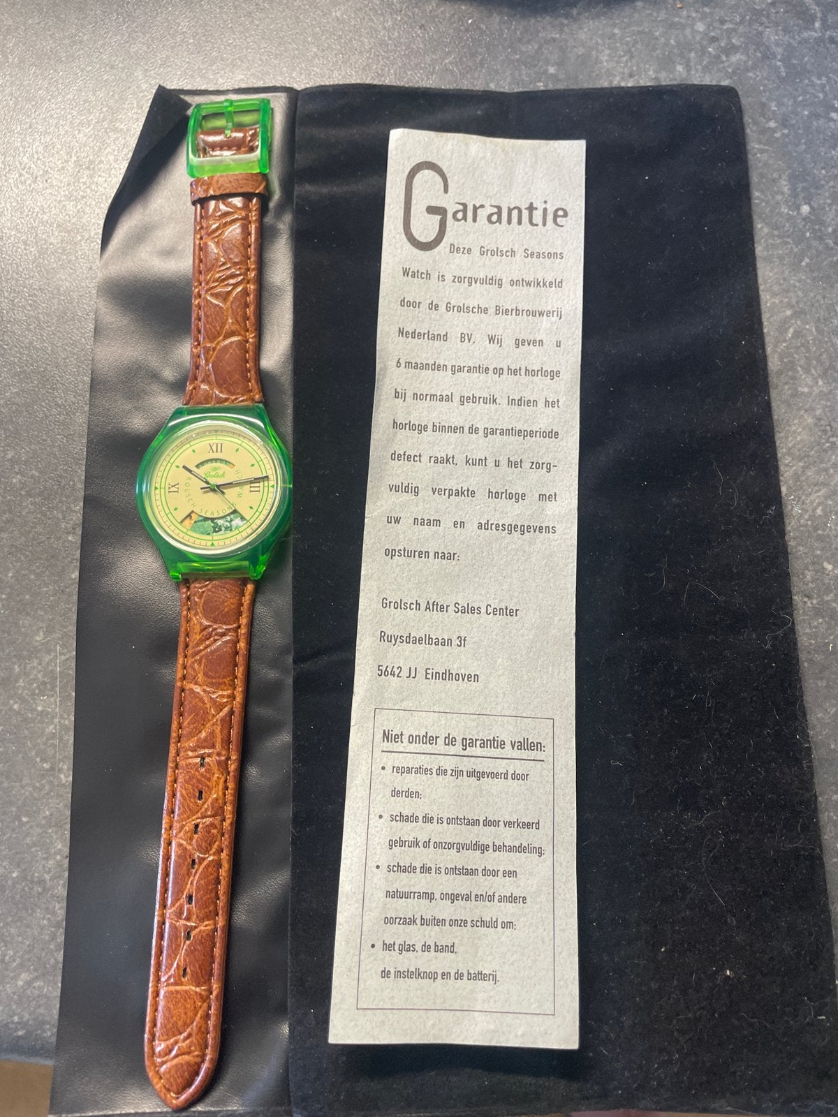Grolsch Seasons Polshorloge - Groen met Bruin Bandje, Overige merken, Kunststof, Leer, Polshorloge