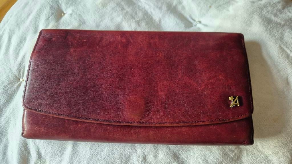 Assima creation bordeauxrode lederen portemonee vintage, Overige merken, Gebruikt, Leer, Ophalen of Verzenden