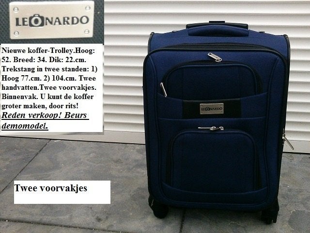 Nieuw.Reistrolley.Trolley.Koffer.Reistas.Merk:Leonardo!Treks, Overige materialen, Wieltjes, Nieuw, Ophalen of Verzenden
