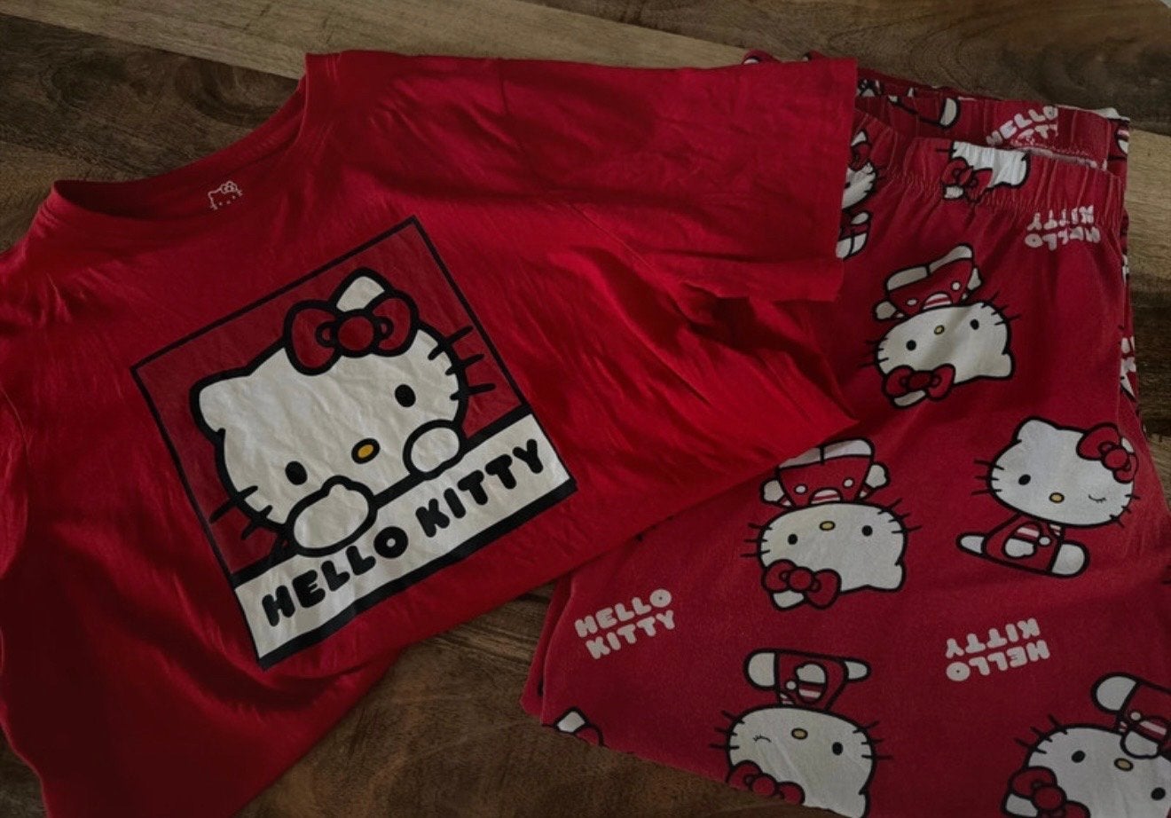 Primark Hello Kitty pyjama set - Maat L, Verzenden, Gedragen, Maat 42/44 (L)