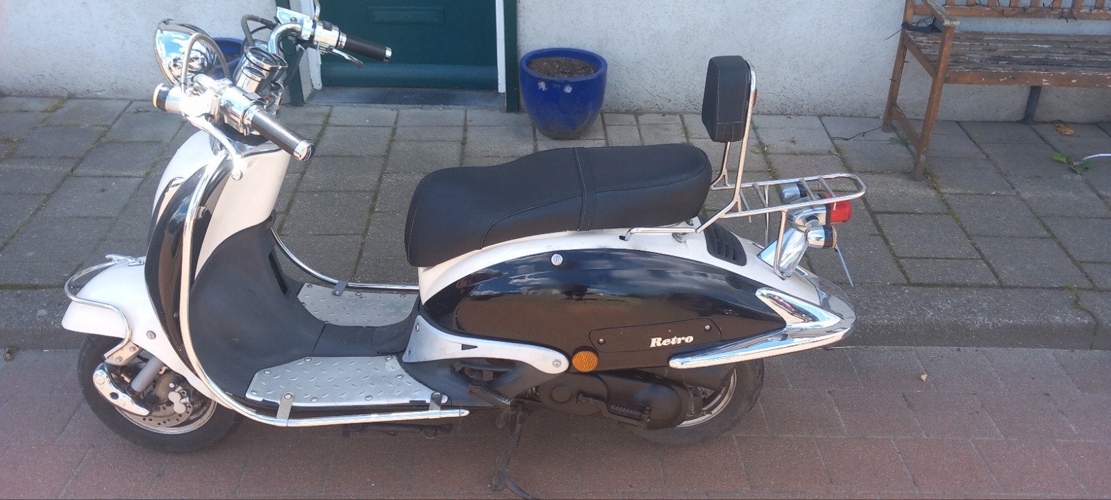 Fosti Retro Scooter - Zwart/Crème,, Ophalen of Verzenden, Gebruikt, Benzine, Overige merken