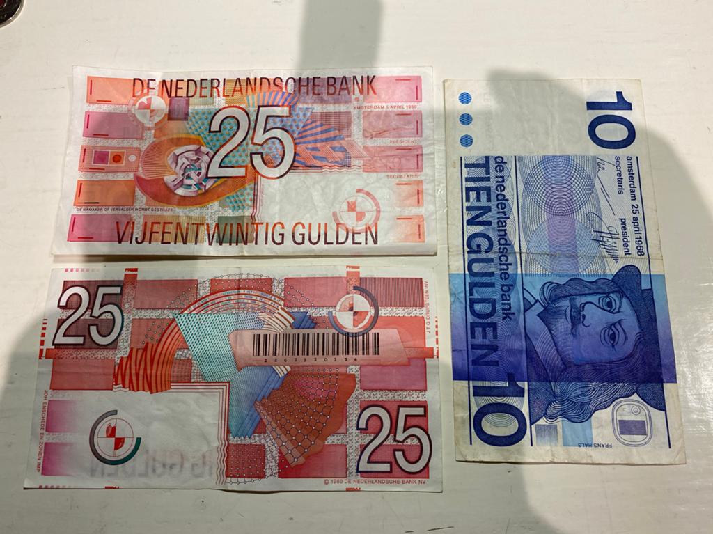 Set van 2x 25 gulden en 1x 10 gulden biljetten, Ophalen of Verzenden, 10 gulden, Setje