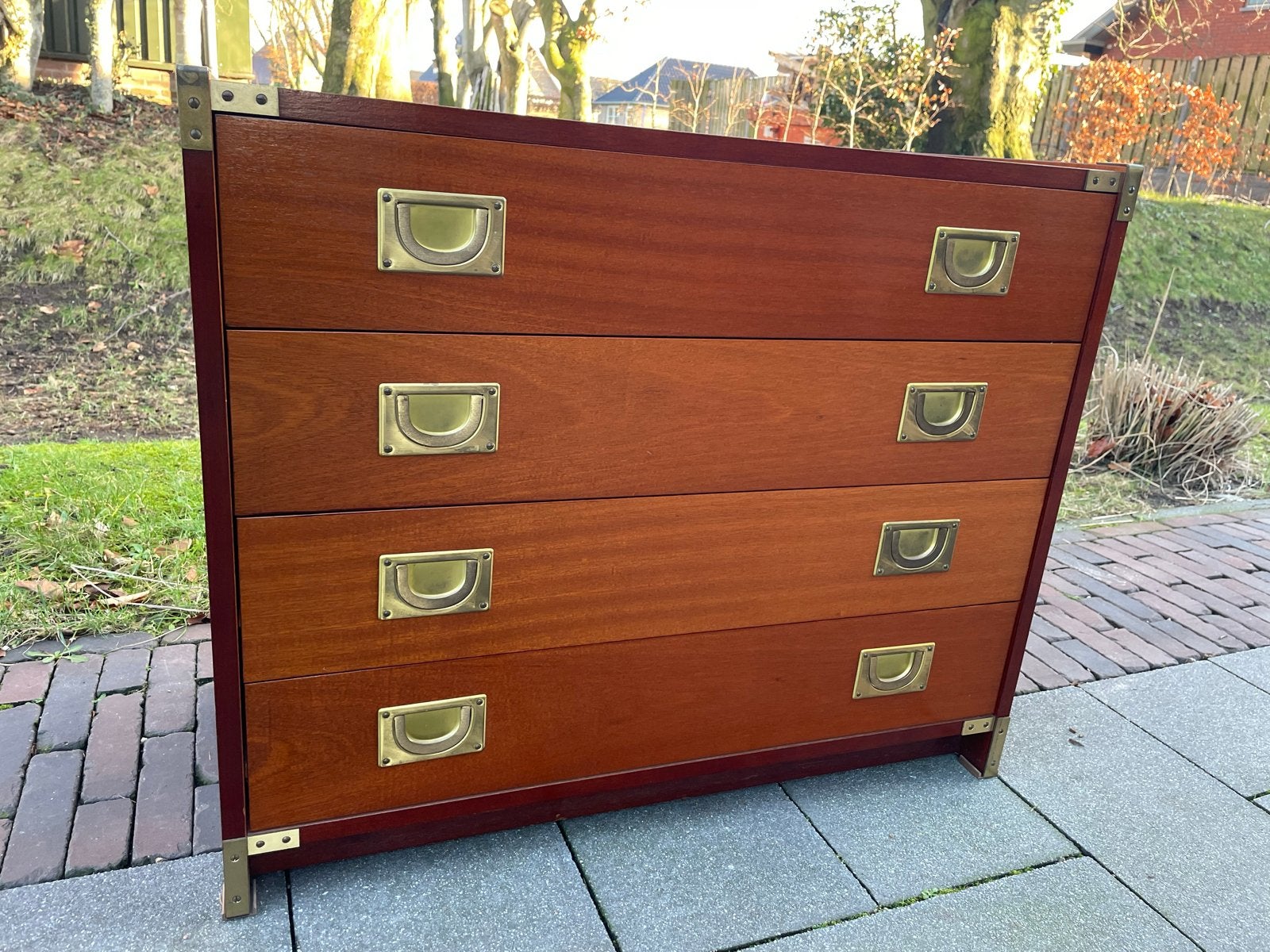 Vintage Ladekast met Messing Beslag - Koloniale Stijl, Ophalen
