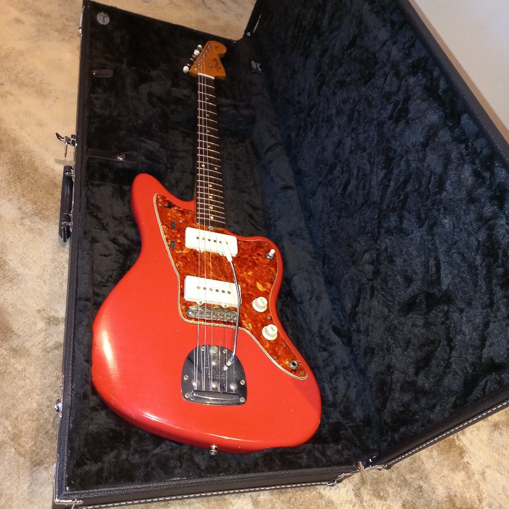 Fender jazzmaster 1963 fiesta red refin interesse peiling, Ophalen of Verzenden, Gebruikt, Solid body, Fender