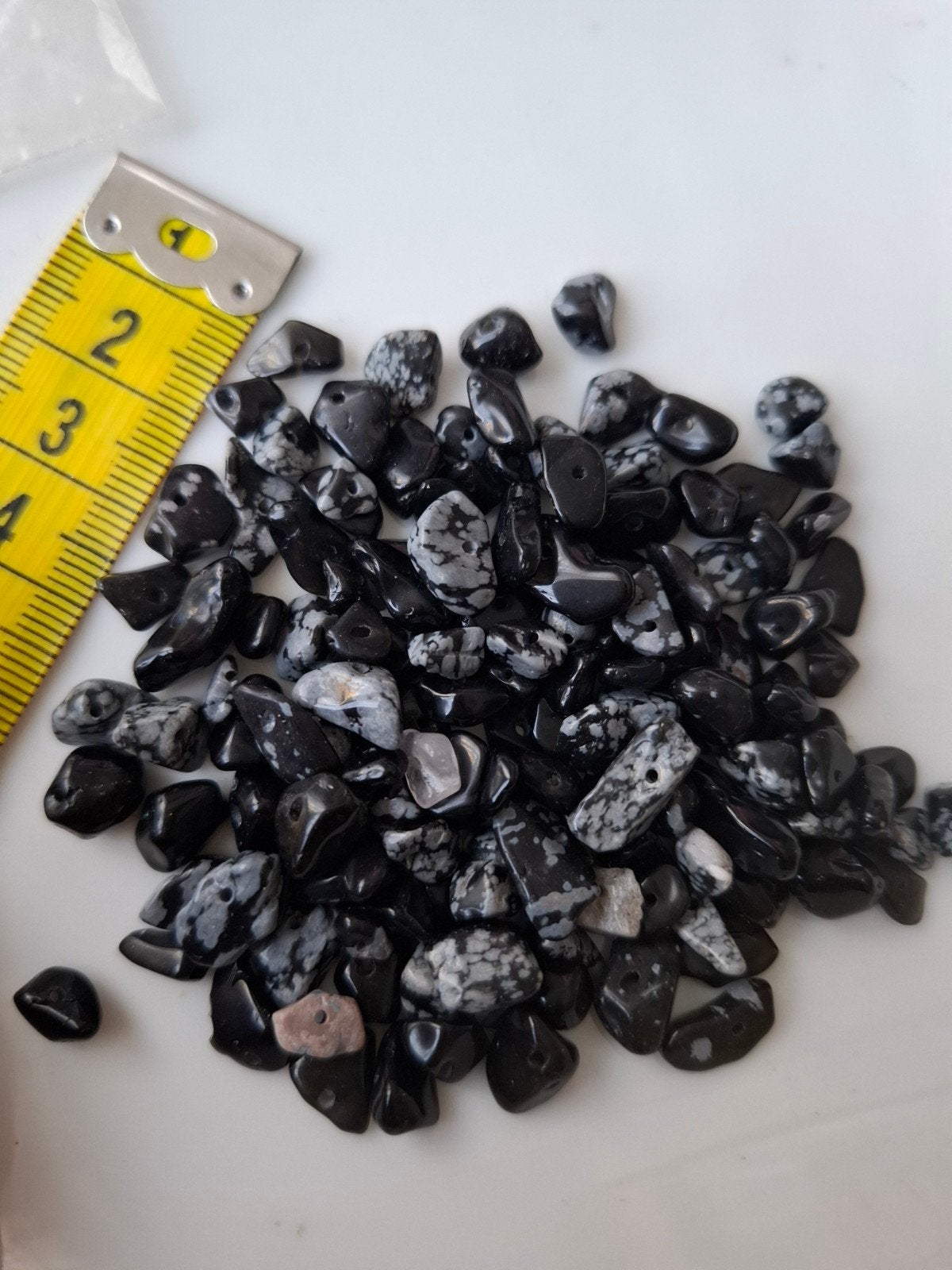 Natuursteen kralen chips edelsteen zwart grijs, -, -, Nieuw, Ophalen of Verzenden