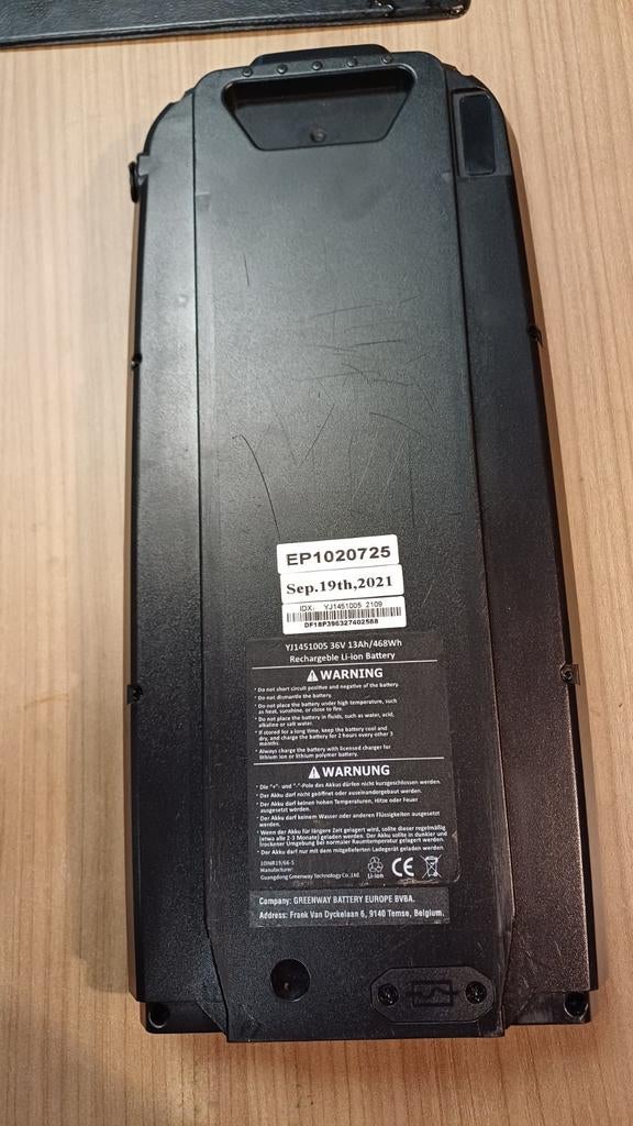 Greenway E-bike Accu 36V 13Ah 468Wh Li-ion Batterij, Ophalen of Verzenden, Gebruikt