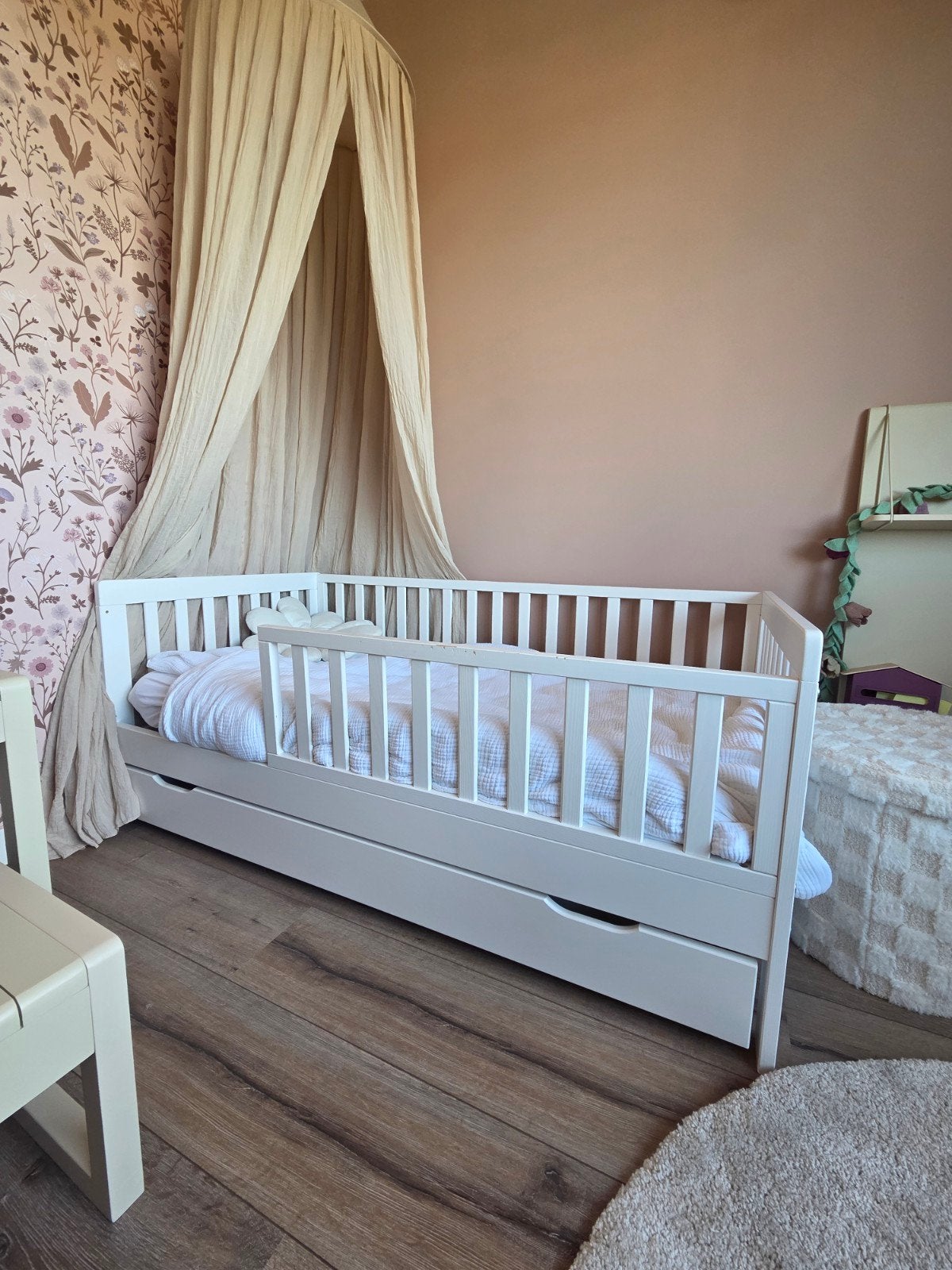 Peuterbed Plume Petit Amelie wit met lade 70x140, Kinderen en Baby's, Kinderkamer | Bedden, Ophalen, Gebruikt, 70 tot 85 cm, 140 tot 160 cm