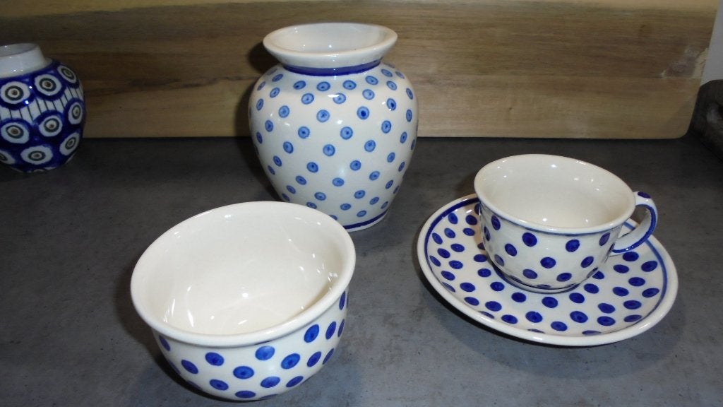 pool keramiek BUNZLAU vaas H13 schaal 10x16cm kop & schotel, Ophalen, Keramiek, Overige typen, Nieuw