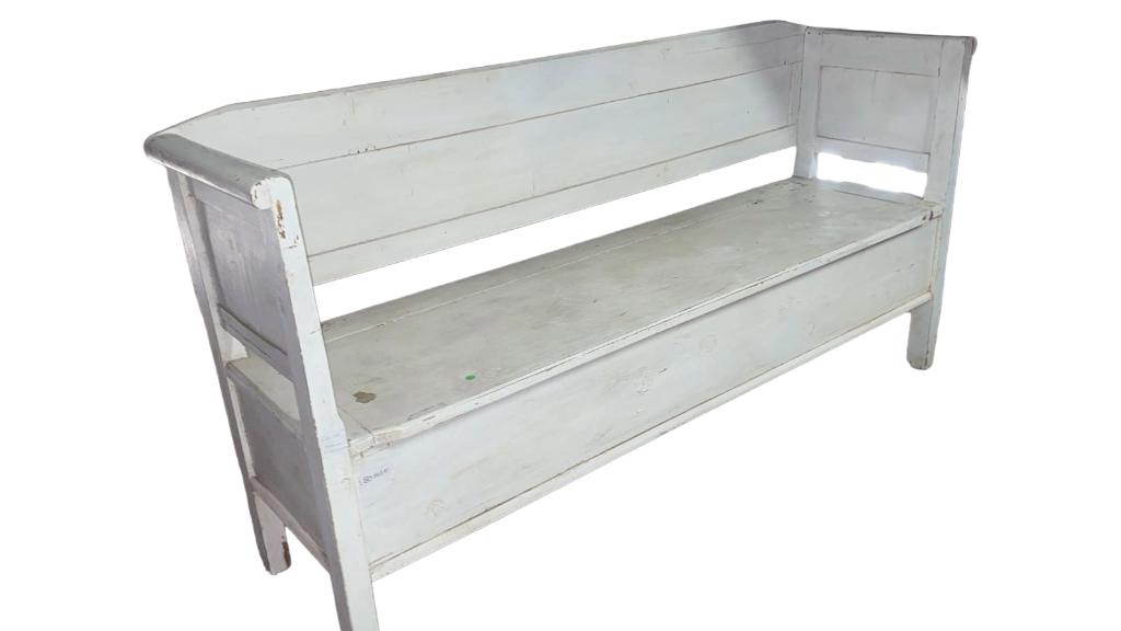 Gespoten oud witte klepbank 183 cm, Ophalen of Verzenden, Nieuw