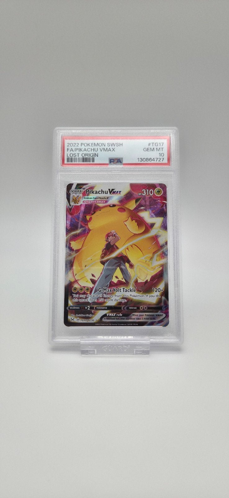 Pikachu VMAX Lost Origin PSA 10 GEM MT Pokémon Kaart, Ophalen of Verzenden, Zo goed als nieuw