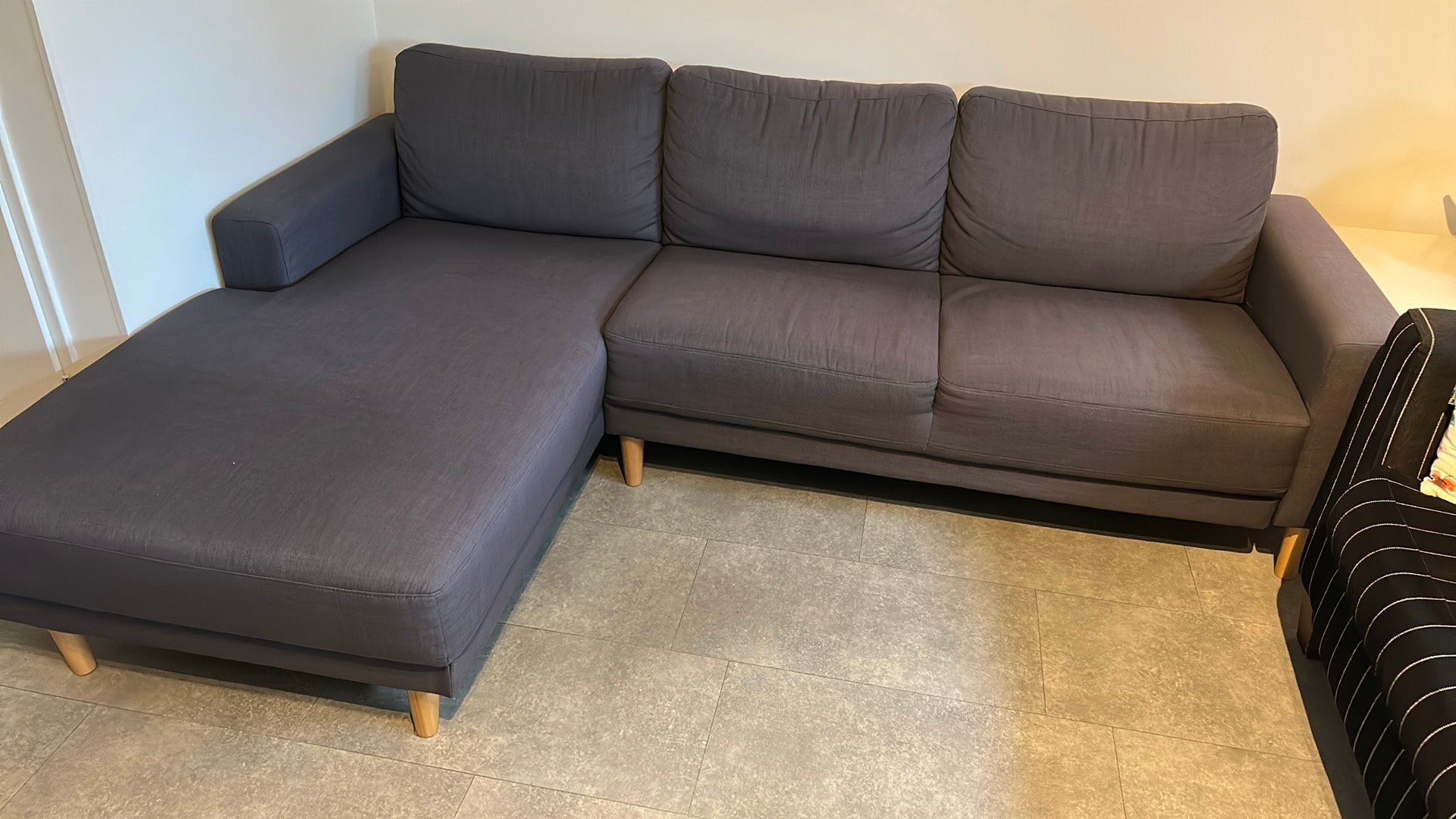 Loungebank grijs/blauw, Ophalen, Gebruikt, Stof