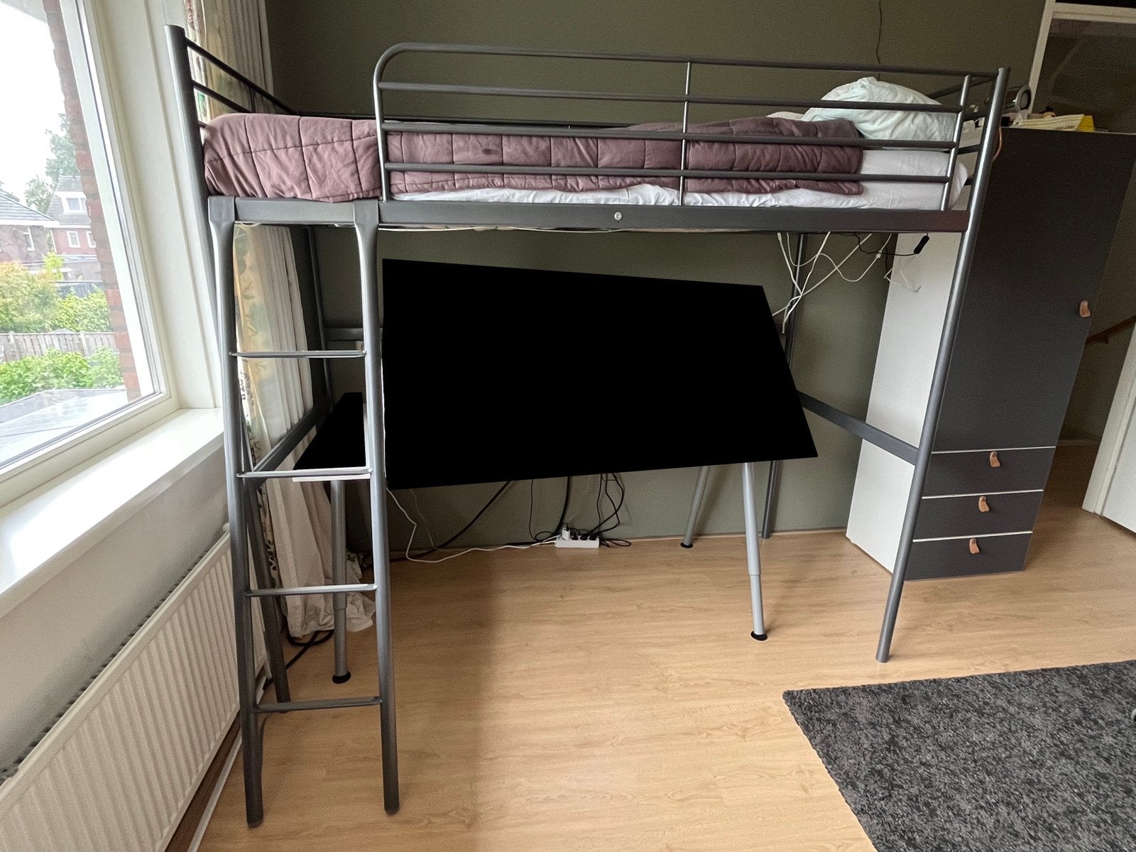 Hoogslaper grijs, Ikea Tromsö, 90x200, Ophalen, Eenpersoons, Zo goed als nieuw, 90 cm