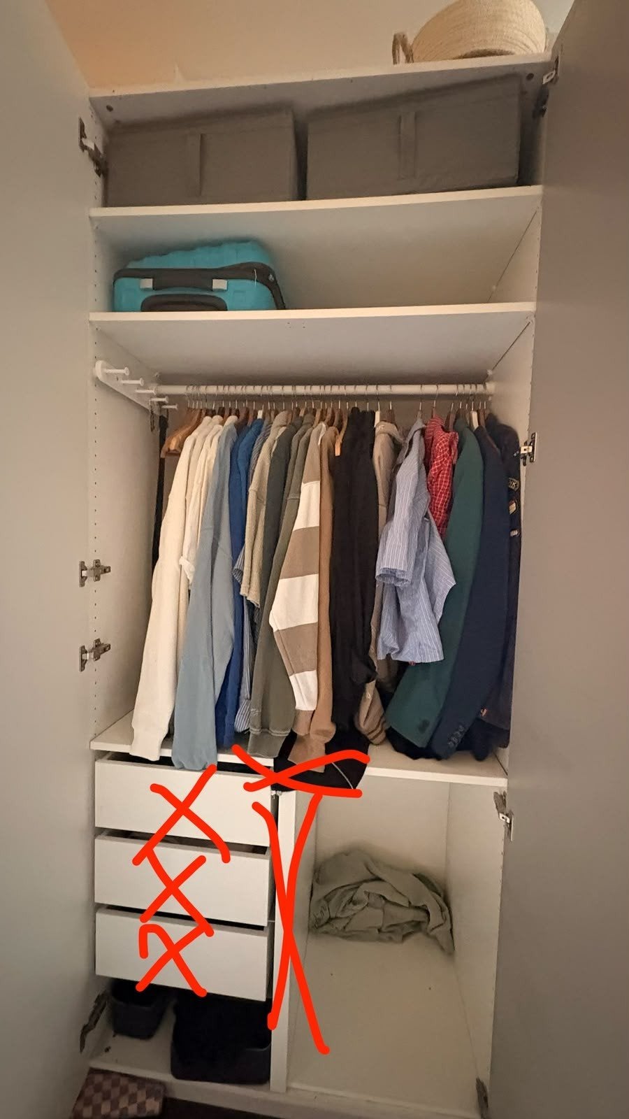 Witte kledingkast met spiegeldeuren en planken, Overige materialen, Met deur(en), Gebruikt, 100 tot 150 cm