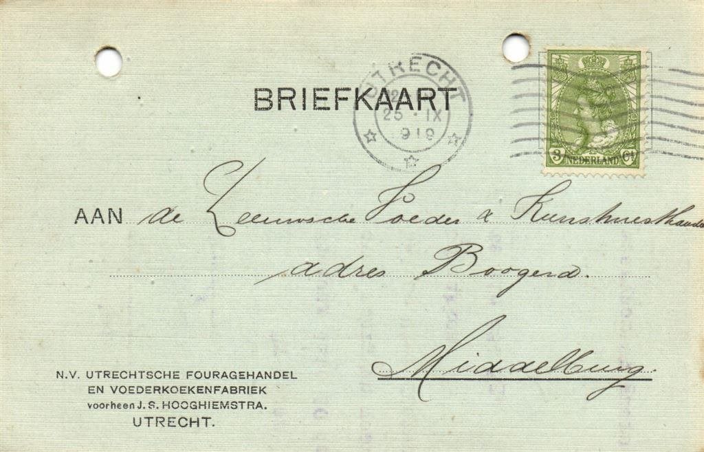 voorheen J.B. Hooghiemstra, Utrecht - 09.1919 - briefkaart, Ophalen of Verzenden, Briefkaart