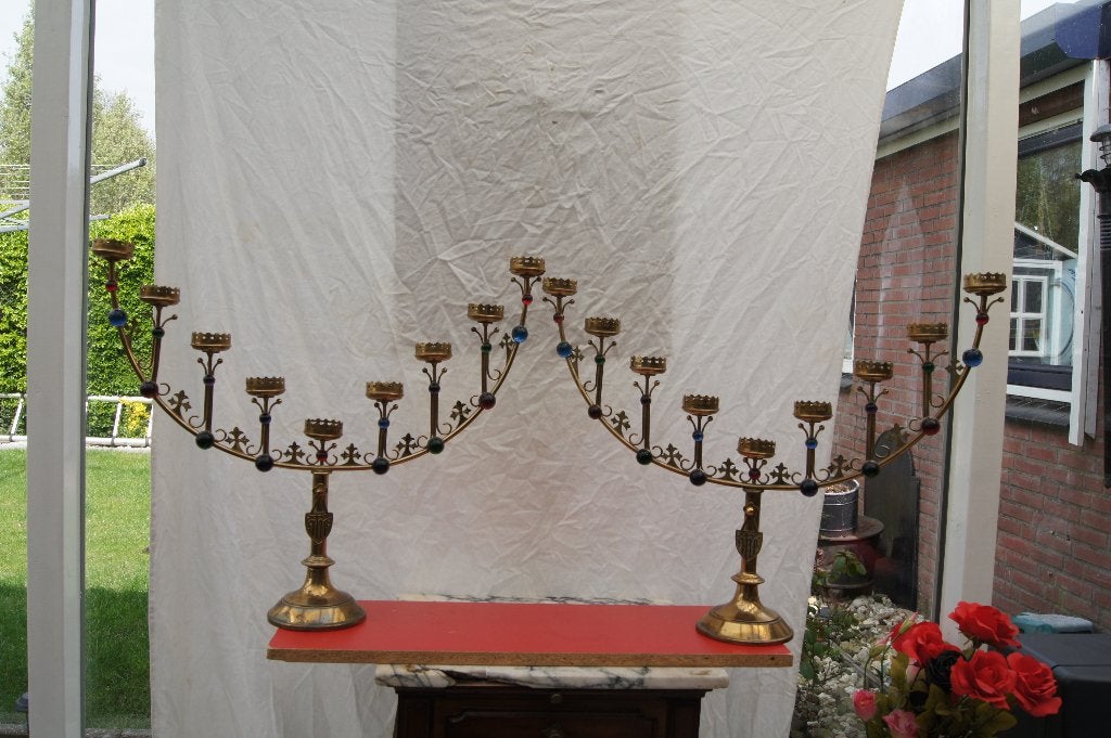 Antieke  Kandelaars (Set van 2), Ophalen of Verzenden, Koper of Brons