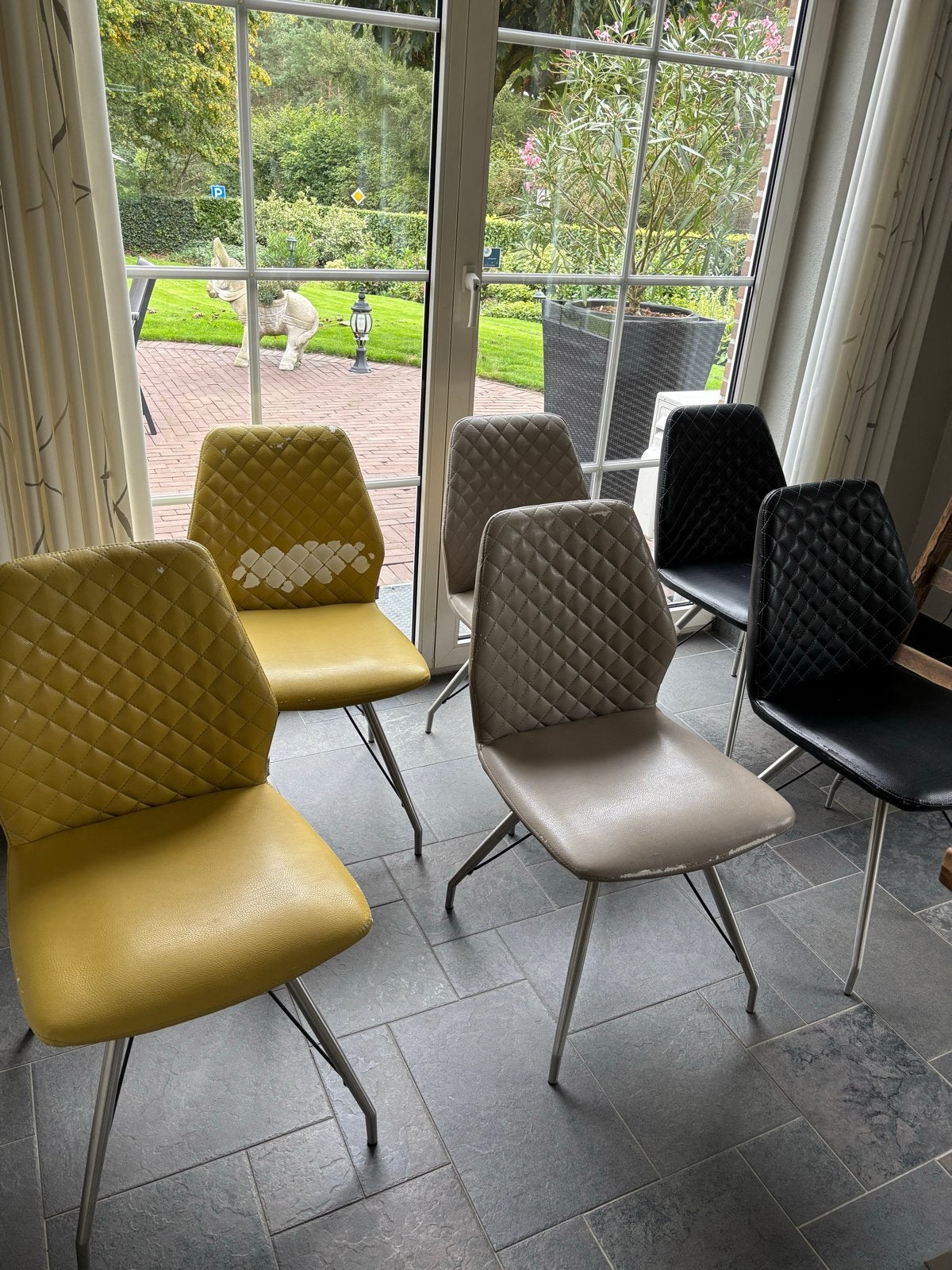 Gratis 6 eetkamerstoelen Xooon, Huis en Inrichting, Ophalen, Gebruikt, Overige kleuren, Metaal