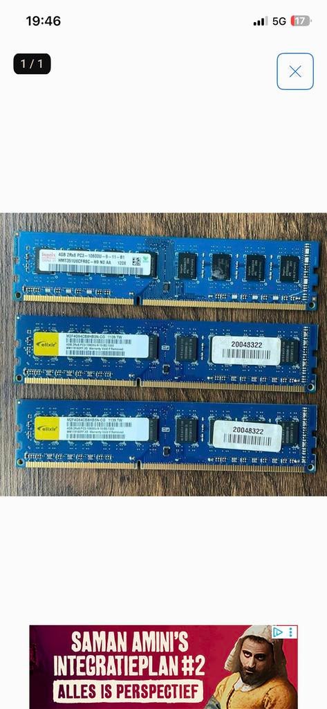 3x 4Gb DDR 3-1333 RAM geheugen voor PC, Ophalen of Verzenden, Zo goed als nieuw, DDR3, Desktop