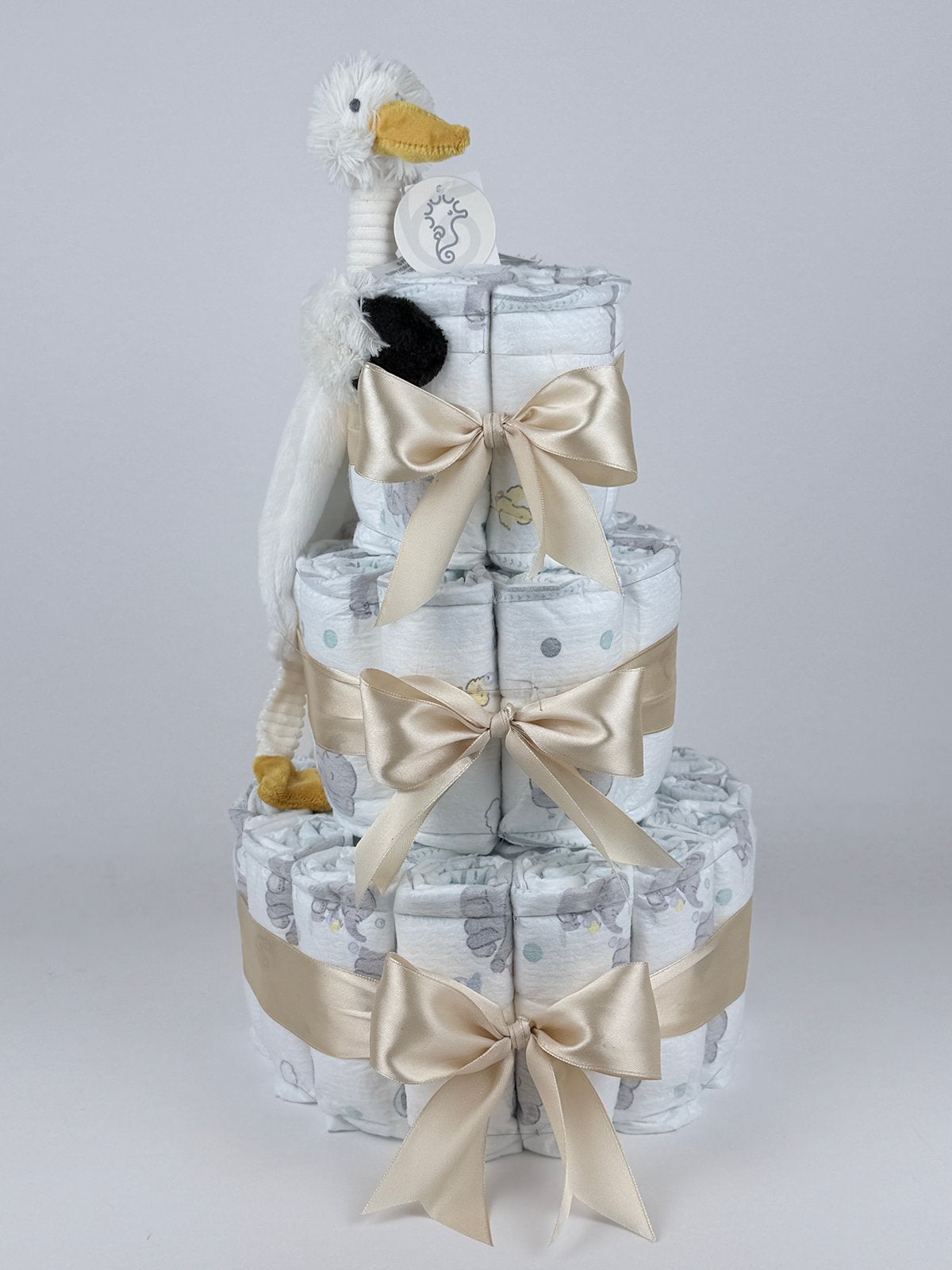 Luiertaart jongen meisje happy horse tut stork sky beige, Kinderen en Baby's, Ophalen of Verzenden, Nieuw, Kraamcadeau