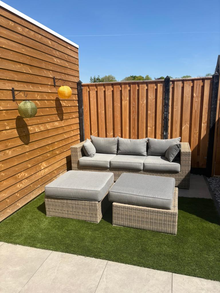 3-zits loungeset met 2 hockers (Julieta), Tuin en Terras, Ophalen, Zo goed als nieuw, Overige materialen, Bank