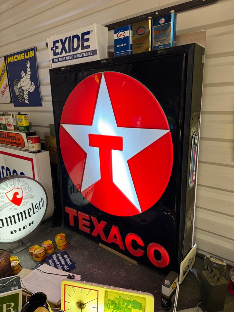 Vintage Texaco Lichtbak - Verlicht Reclamebord, Ophalen, Gebruikt, ., Lichtbak of (neon) lamp