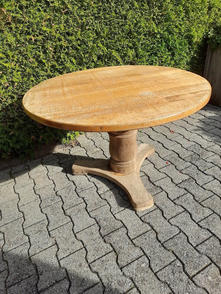 ronde Eiken tafel, Huis en Inrichting, Ophalen, Gebruikt, Vijf personen of meer, 100 tot 150 cm
