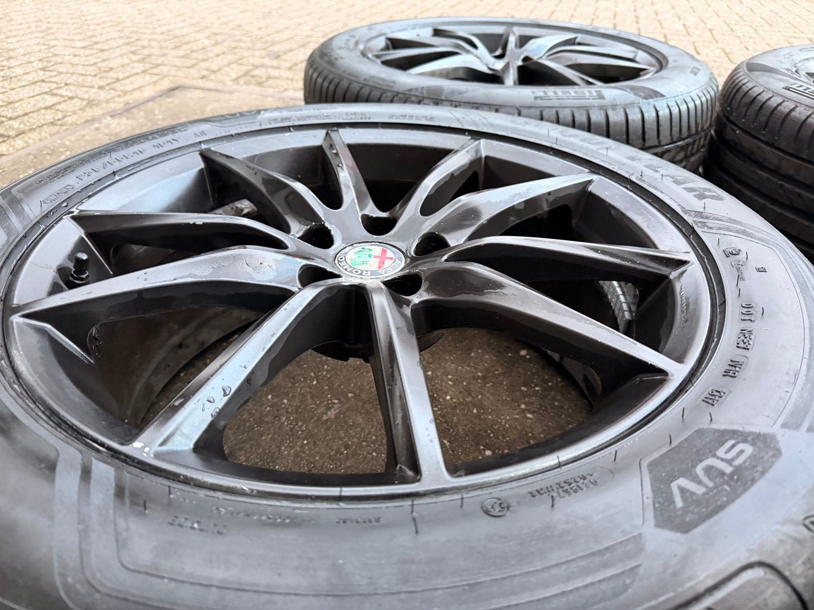 19” originele Alfa Romeo Stelvio velgen set 5x110, Gebruikt, Banden en Velgen, 235 mm, Personenwagen