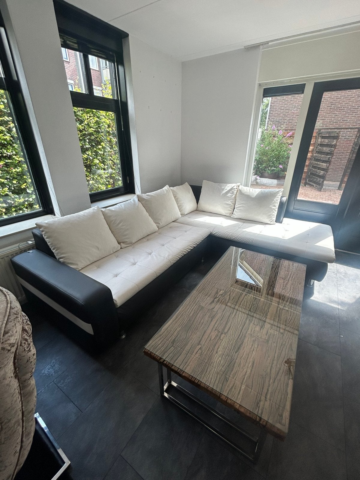 Lederen Hoekbank - 280x230 cm, 1 meter diep, goede staat, Ophalen, 250 tot 300 cm, 100 tot 125 cm, Hoekbank