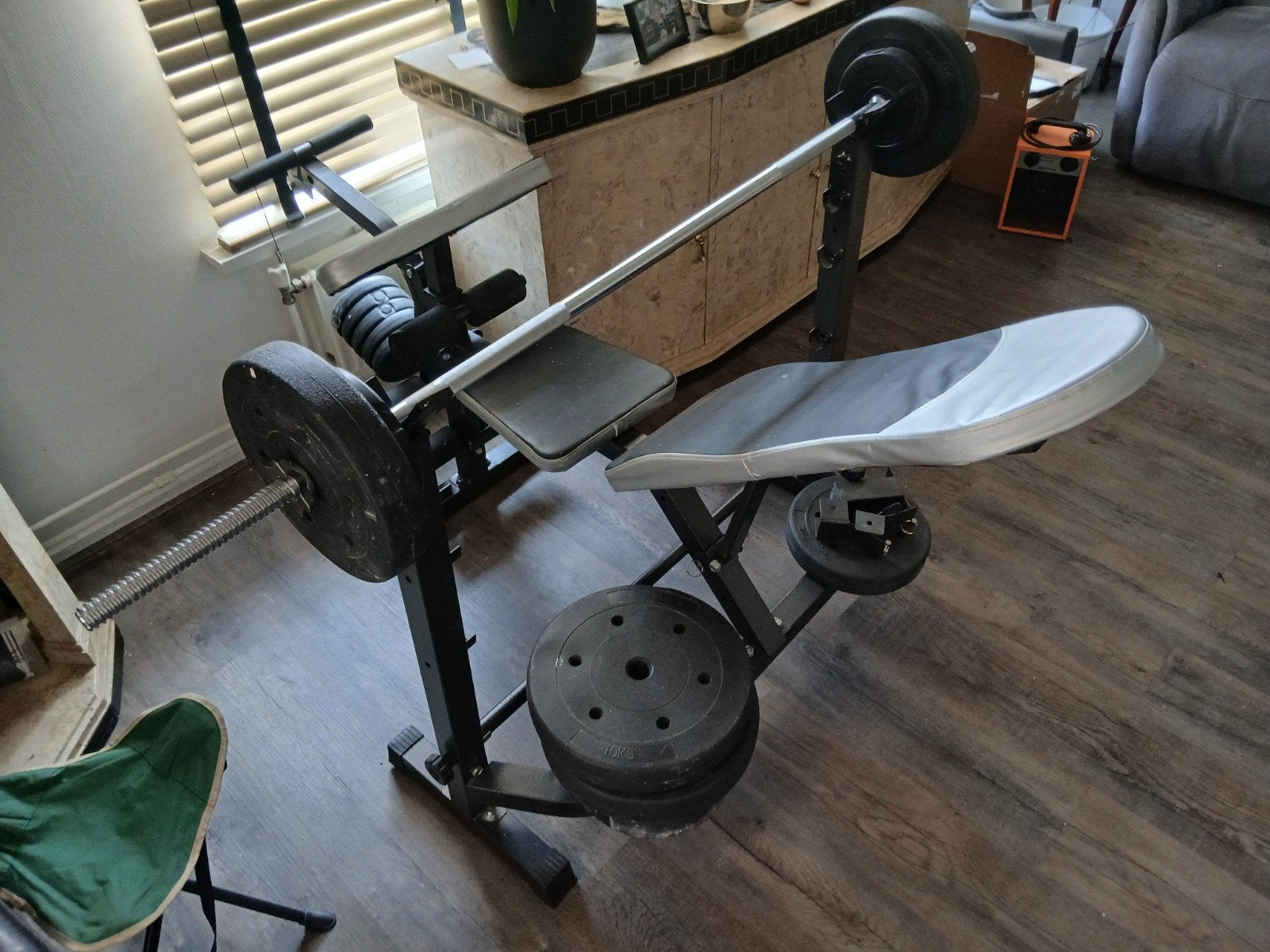 Fitnessapparatuur verstelbare halterbank, Ophalen, Gebruikt, Krachtstation, Buik