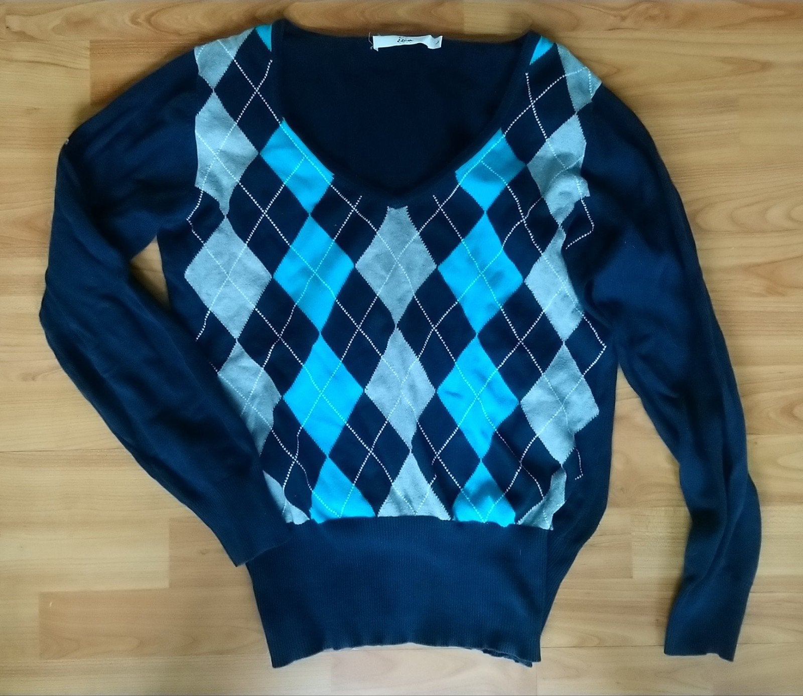 Miss Etam Argyle Trui Maat L, Blauw, Maat 42/44 (L), Ophalen of Verzenden, Zo goed als nieuw