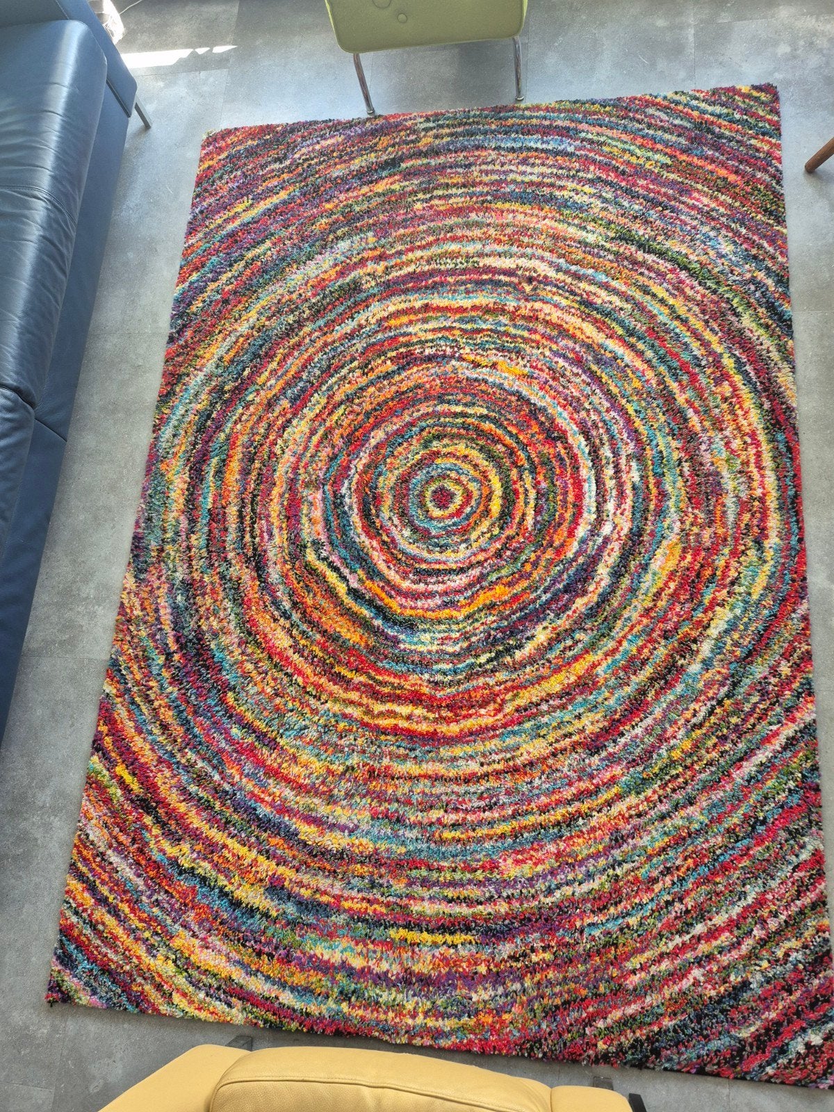 Kleurrijk Vloerkleed met Spiraalpatroon - Gebruikt, Ophalen, Gebruikt, 150 tot 200 cm, 200 cm of meer