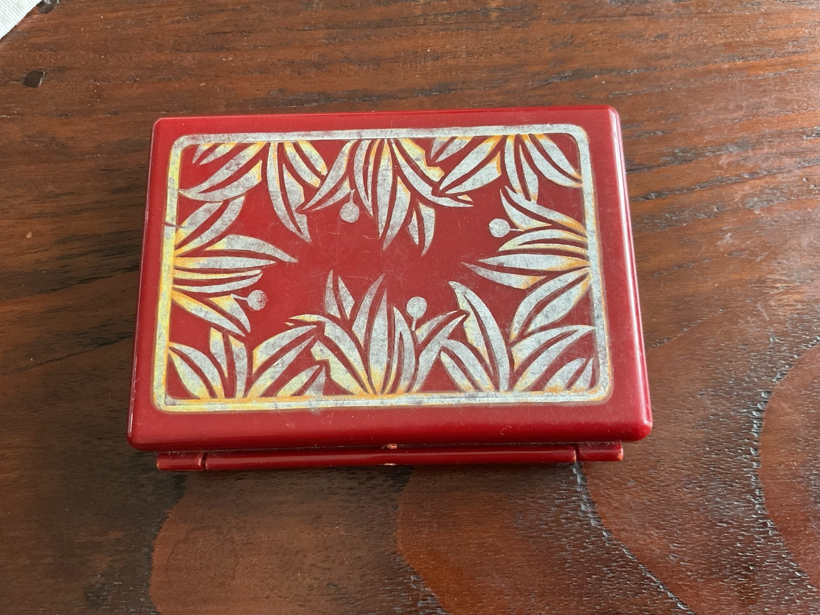 Vintage rood make-up doosje met spiegel - Made in Hong Kong, Gebruikt, Ophalen of Verzenden, Met spiegeltje(s), Hardcase