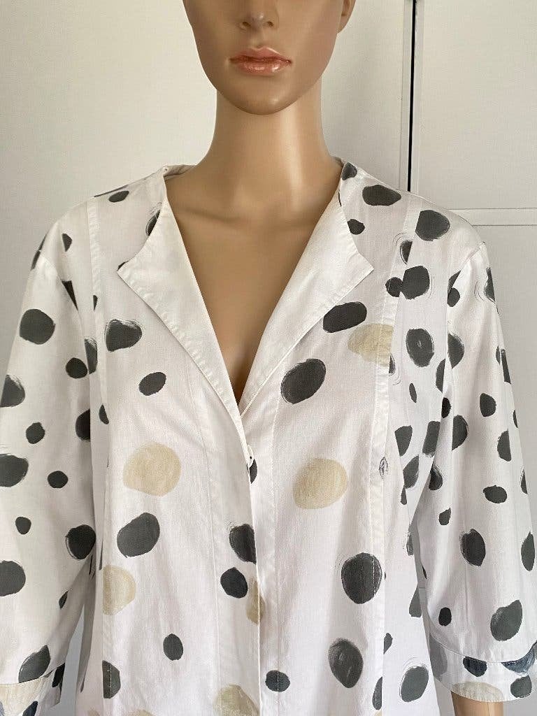 K229 Avant Garde mt. 42=L lang jasje blazer blouse wit/beige, Kleding | Dames, Wit, Maat 42/44 (L), Avant Garde, Ophalen of Verzenden