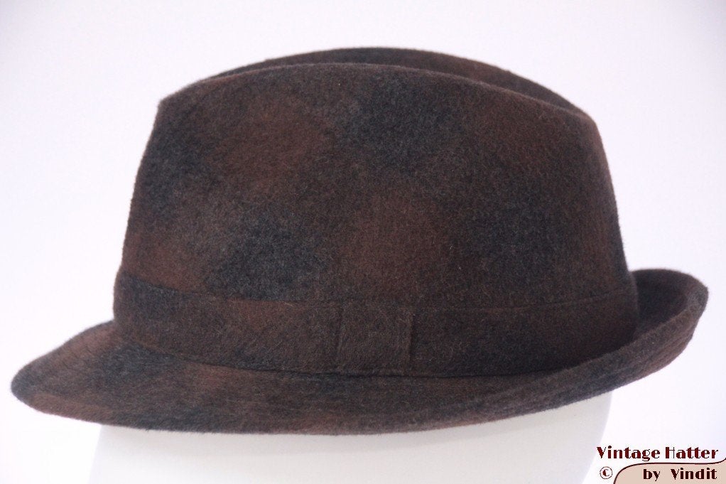 Vintage Vissershoed LAC bruin grijs 56 unisex in goede staat, 56 of 57 cm (M, 7 of 7⅛ inch), Hoed, Ophalen of Verzenden, Zo goed als nieuw